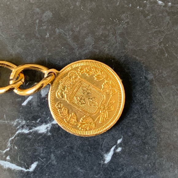 VINTAGE 90’s GOLD AND FAUX LEATHER WOVEN BELT - Picture 2 of 5